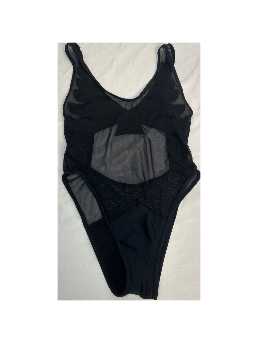 Zeagoo Women’s Sexy One Piece Swimsuit Black Sheer Photoshoot Size Medium EUC